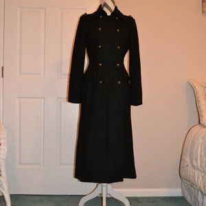 ZARA BASIC Women's long wool coat, black, size M or 6 , fitted style